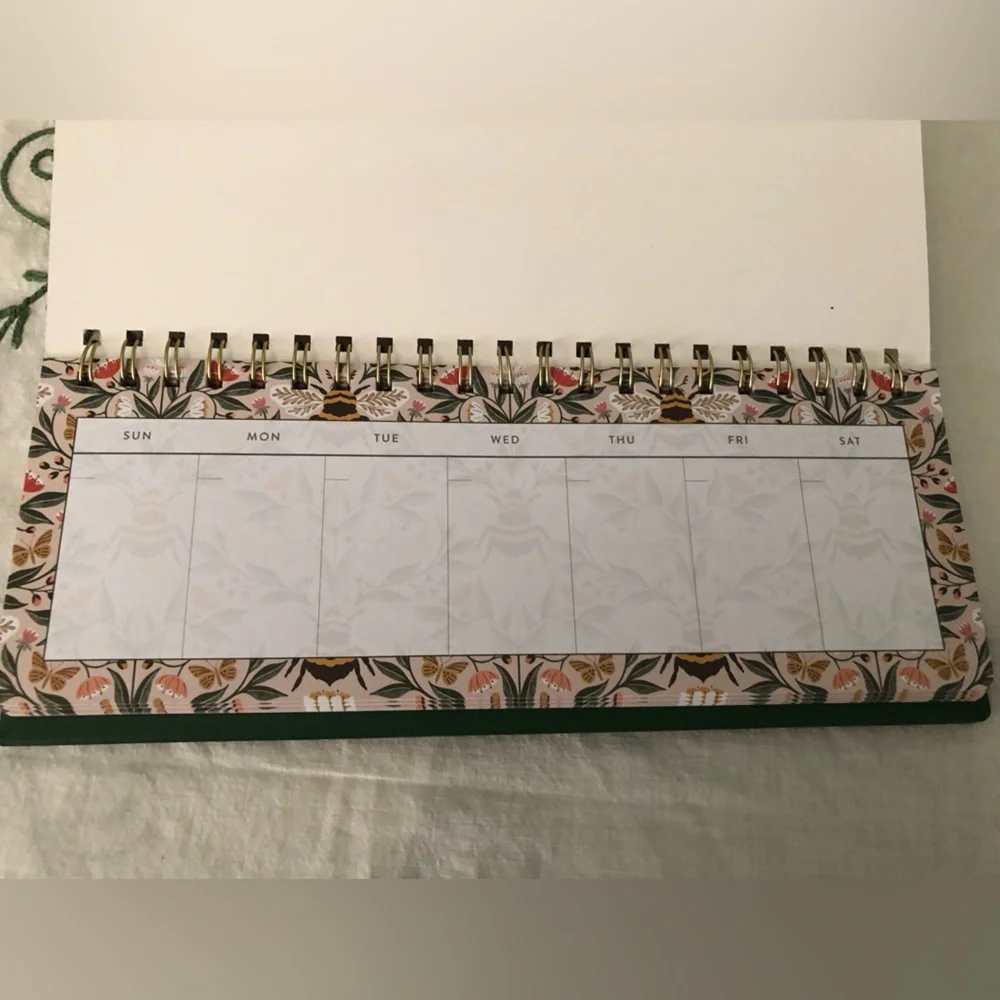 Juliana Tipton x Fringe weekly desktop planner featuring a bee and botanical pat